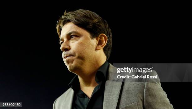 Marcelo Gallardo coach of River Plate leaves the field after the match between River Plate and San Lorenzo as part of Superliga 2017/18 at Estadio...