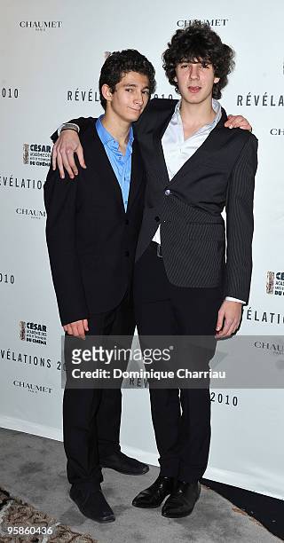 Actor Vincent Lacoste and Actor Anthony Sonigo Chaumet's cocktail party for Cesar's Revelations on January 18, 2010 in Paris, France.