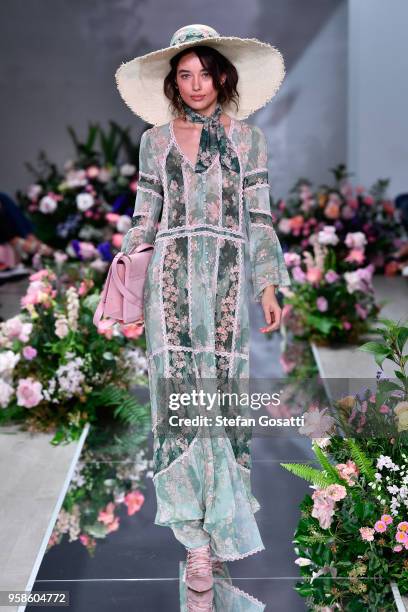 Model walks the runway during the We Are Kindred show at Mercedes-Benz Fashion Week Resort 19 Collections at Carriageworks on May 15, 2018 in Sydney,...