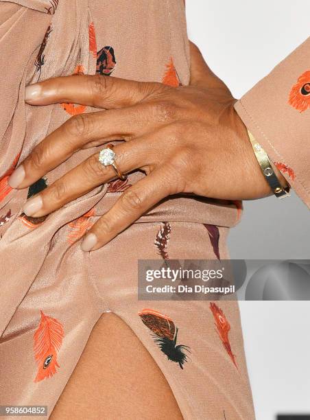 Actress Taraji P. Henson, jewelry detail, attends the 2018 Fox Network Upfront at Wollman Rink, Central Park on May 14, 2018 in New York City.