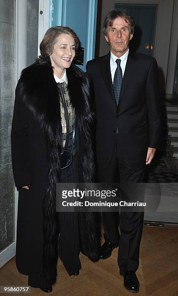 Actress Charlotte Rampling and French businessman Dominique Desseigne attend the Chaumet's cocktail party for Cesar's Revelations on January 18, 2010...