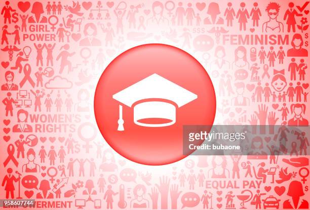 graduation cap girl power frauenrechte hintergrund - certificate volunteer stock-grafiken, -clipart, -cartoons und -symbole