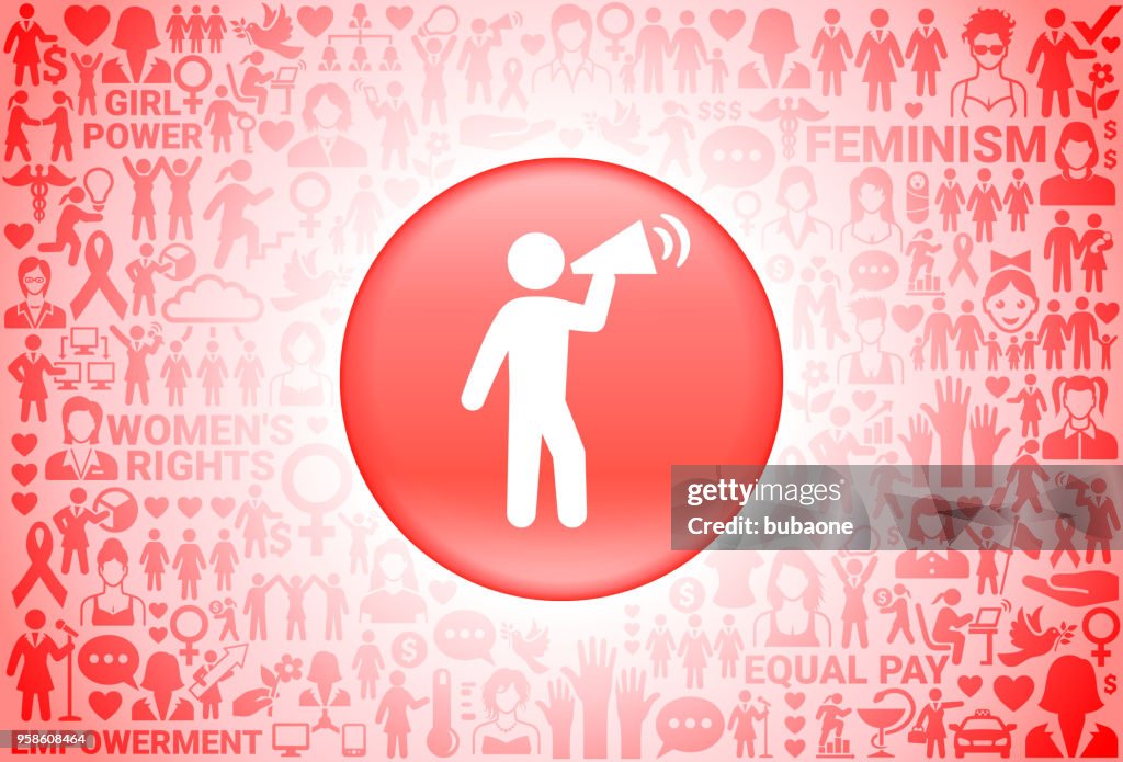 Women Rights Rally Button Megaphone Rally Girl Power Womens Rights Background High-Res Vector ...
