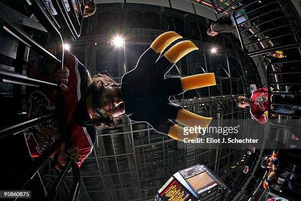 Florida Panthers fan Josh Rager lends his support prior to the start of the game against the Atlanta Thrashers at the BankAtlantic Center on January...