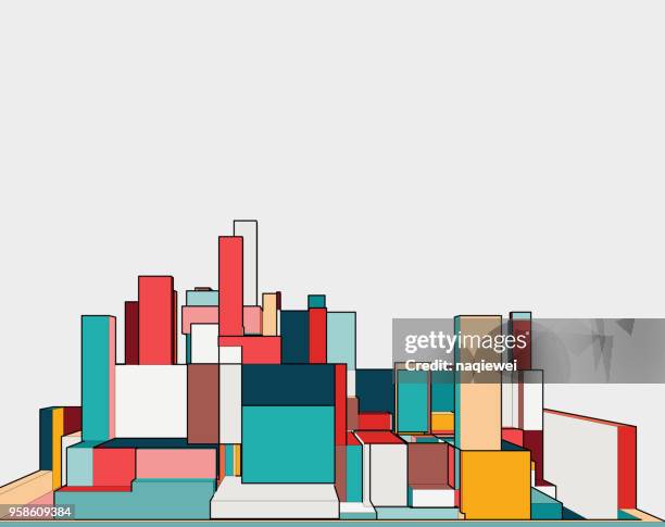 colorful 3d building model - cityscape stock illustrations