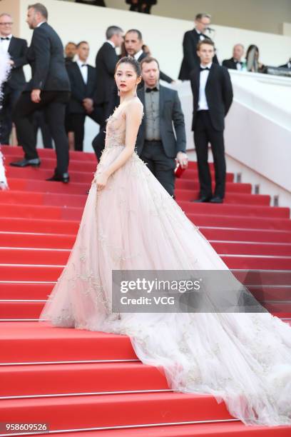 Actress Guan Xiaotong attends the screening of 'Ash Is Purest White ' during the 71st annual Cannes Film Festival at Palais des Festivals on May 11,...