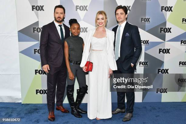 Actors Mark-Paul Gosselaar, Saniyya Sidney, Brianne Howey, and Vincent Piazza attend the 2018 Fox Network Upfront at Wollman Rink, Central Park on...
