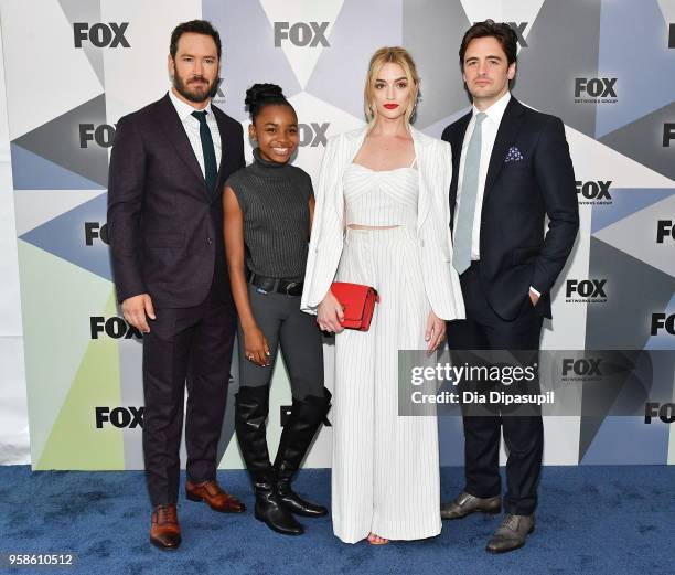 Actors Mark-Paul Gosselaar, Saniyya Sidney, Brianne Howey, and Vincent Piazza attend the 2018 Fox Network Upfront at Wollman Rink, Central Park on...