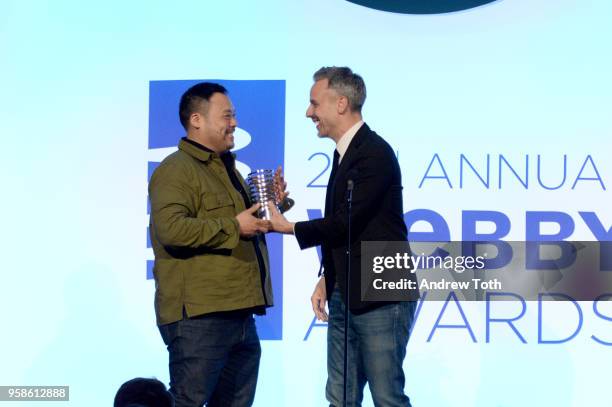 David Chang and Adam Rapaport onstage at The 22nd Annual Webby Awards at Cipriani Wall Street on May 14, 2018 in New York City.