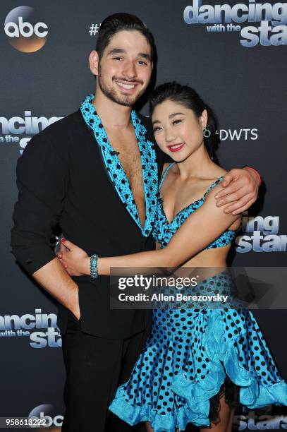 Mirai Nagasu and Alan Bersten attend ABC's "Dancing With The Stars: Athletes" Season 26 semifinal show on May 14, 2018 in Los Angeles, California.