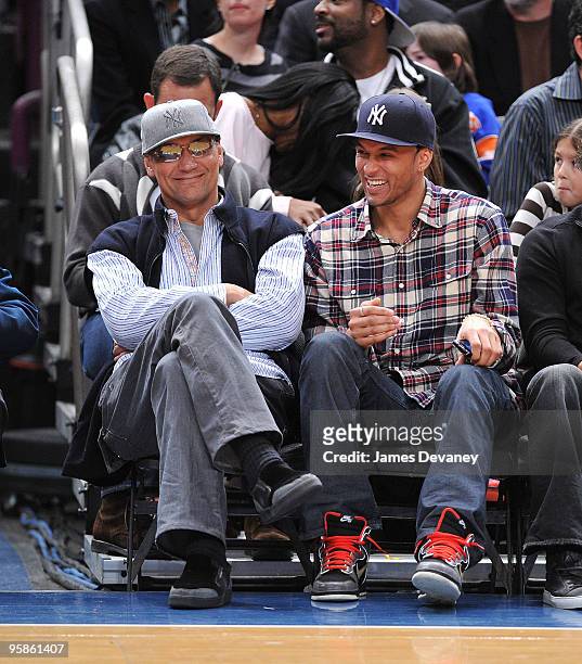Jimmy Smits and guest attend the Detroit Pistons vs New York Knicks game at Madison Square Garden on January 18, 2010 in New York City.