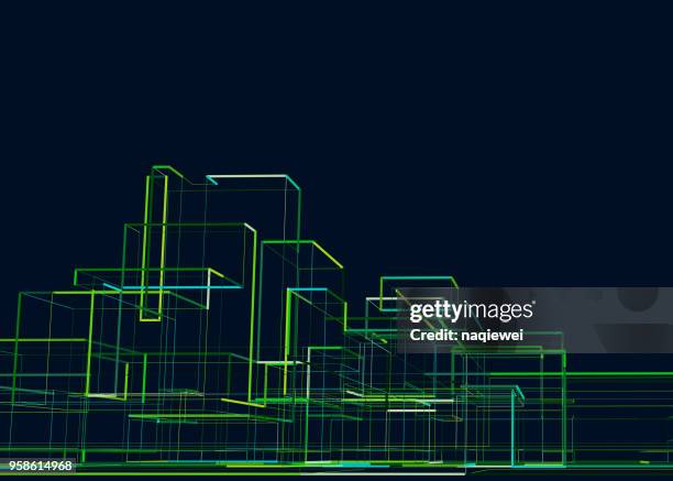 abstract city building - skyscraper blueprint stock illustrations