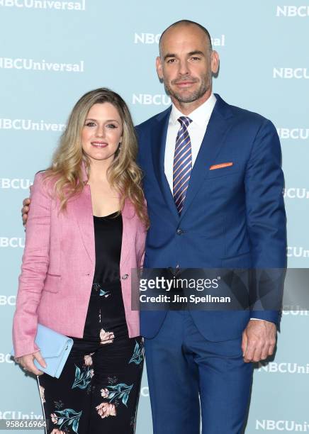 Actors Harriet Dyer and Paul Blackthorne attend the 2018 NBCUniversal Upfront presentation at Rockefeller Center on May 14, 2018 in New York City.