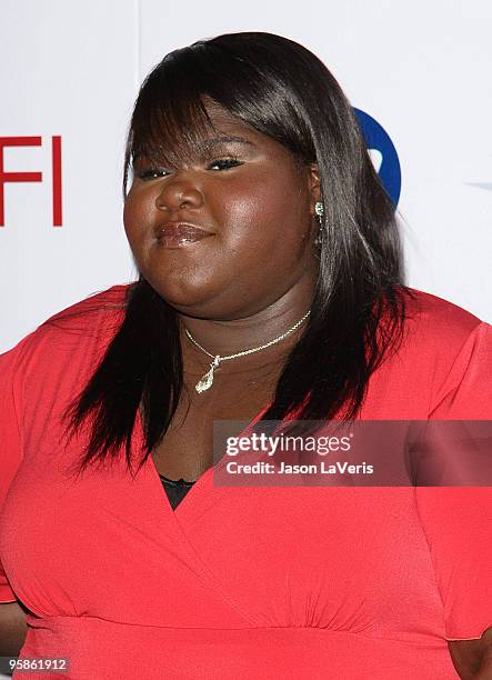 Actress Gabourey 'Gabby' Sidibe attends the AFI Awards 2009 luncheon at Four Seasons Hotel on January 15, 2010 in Beverly Hills, California.