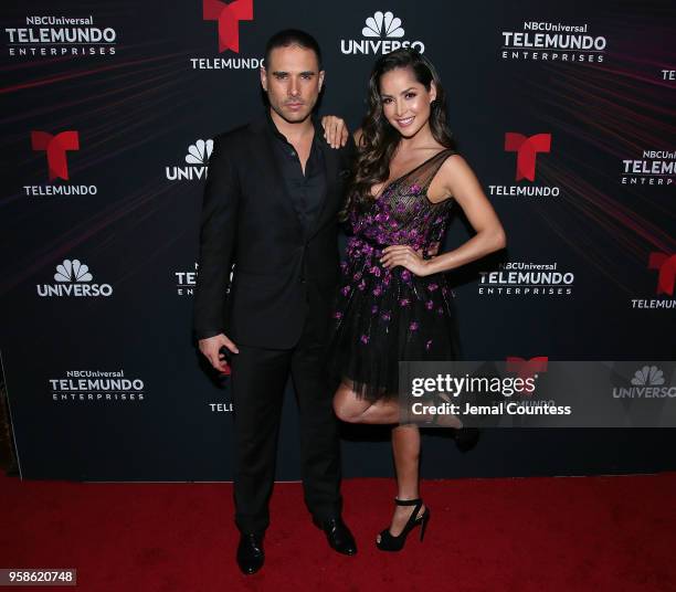 Actors Sebastian Caicedo and Carmen Villalobos attend the 2018 Telemundo Upfront at the Park Avenue Armory on May 14, 2018 in New York City.