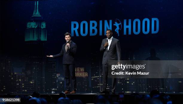 Colin Jost and Michael Che perform during The Robin Hood Foundation's 2018 benefit at Jacob Javitz Center on May 14, 2018 in New York City.