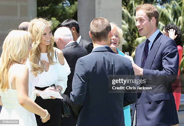 Prince William chats with pop singer Delta Goodrem while lunching at Admiralty House on January 19, 2010 in Sydney, Australia. HRH flew to Sydney...