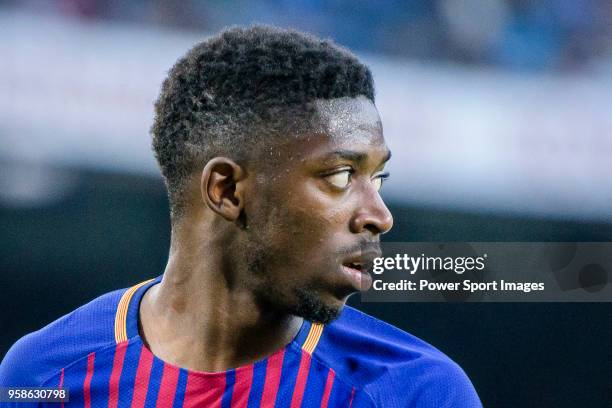 Ousmane Dembele of FC Barcelona reacts during the La Liga 2017-18 match between FC Barcelona and Villarreal CF at Camp Nou on May 09 2018 in...