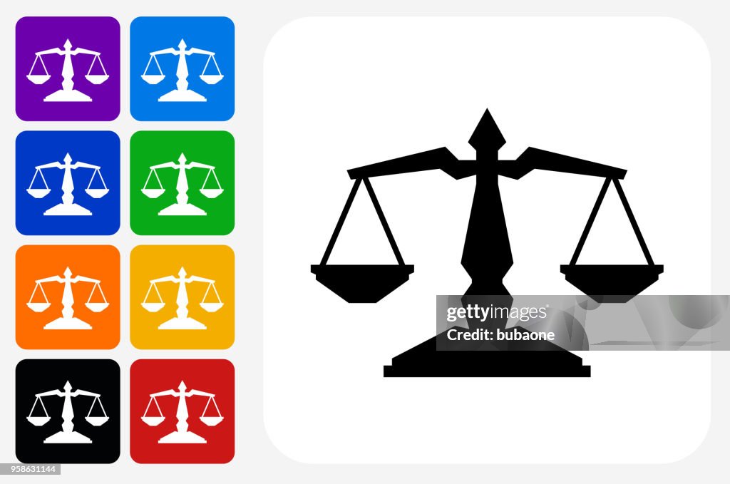 Justice Balance Icon Square Button Set
