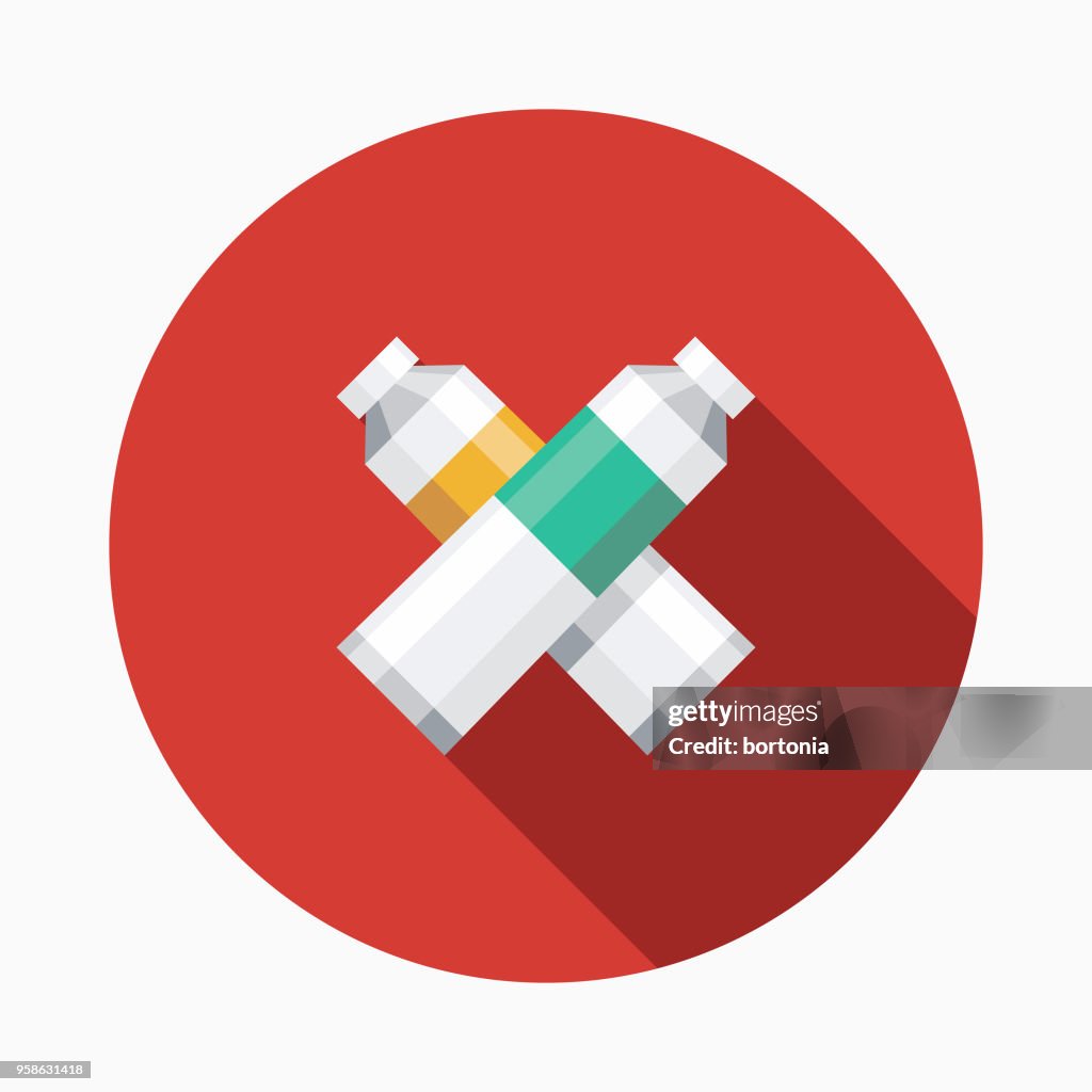 Paints Flat Design Arts Icon with Side Shadow