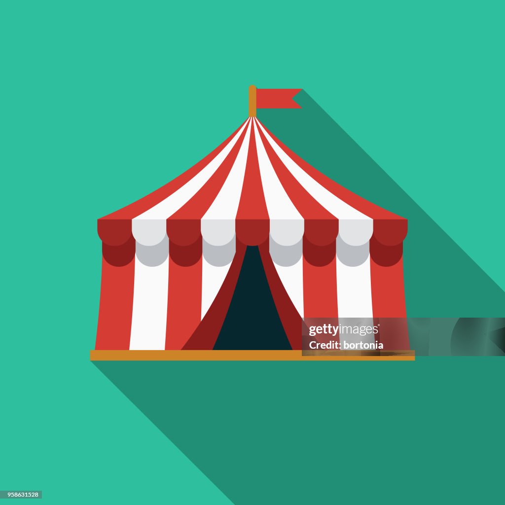 Carpa plana diseño artes icono con sombra lateral