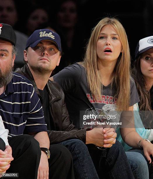 Leonardo DiCaprio and Bar Refaeli attend a game between the Orlando Magic and the Los Angeles Lakers at Staples Center on January on January 18, 2010...