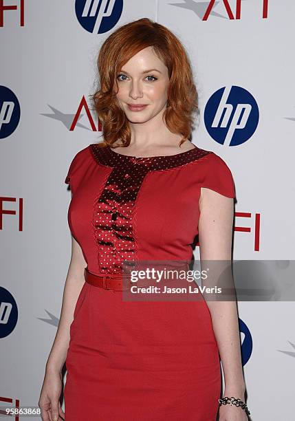 Actress Christina Hendricks attends the AFI Awards 2009 luncheon at Four Seasons Hotel on January 15, 2010 in Beverly Hills, California.