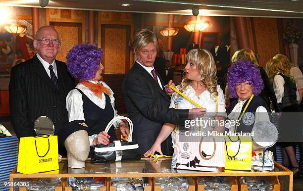 Nicholas Smith, June Brown, Ricky Groves and Natalie Cassidy attend 'You Are Being Served' - a Charity sale of designer clothing, shoes and...