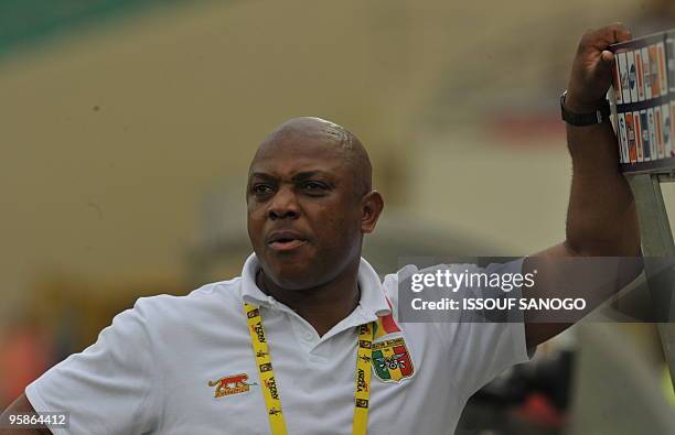 Aigles du Mali, National football team of Mali coach Stephan Keshi is pictured on January 18, 2010 at the Chiazi stadium in Cabinda during their...