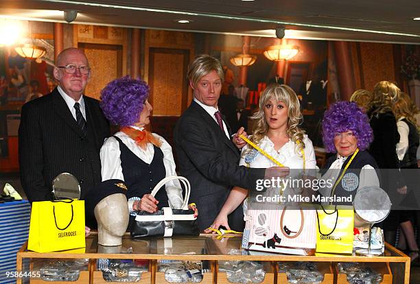 Nicholas Smith, June Brown, Ricky Groves and Natalie Cassidy attend 'You Are Being Served' - a Charity sale of designer clothing, shoes and...