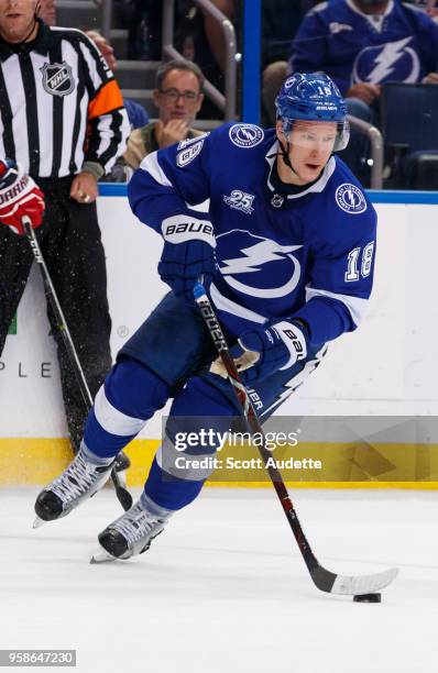 Ondrej Palat of the Tampa Bay Lightning against the Washington Capitals during Game Two of the Eastern Conference Final during the 2018 NHL Stanley...