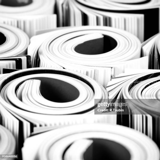 stack of color magazines as a background in mono - feature article stock pictures, royalty-free photos & images