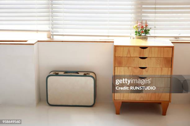 suitcase and chiffonier - bureau design stock pictures, royalty-free photos & images