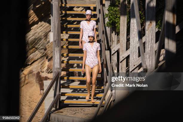 Model walks the runway during the Matchesfashion.com x Emilia Wickstead show at Mercedes-Benz Fashion Week Resort 19 Collections at Wylie's Baths on...