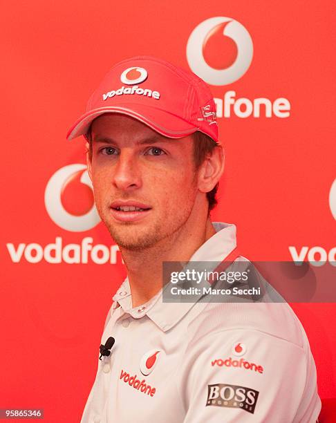 Jenson Button attends a photocall to launch iPhone availablity on Vodafone on January 19, 2010 in London, England.