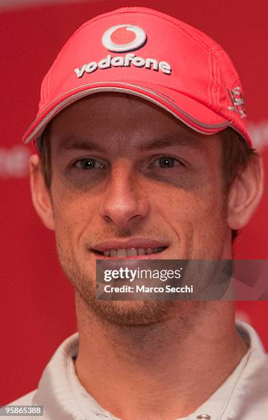 Jenson Button attends a photocall to launch iPhone availablity on Vodafone on January 19, 2010 in London, England.