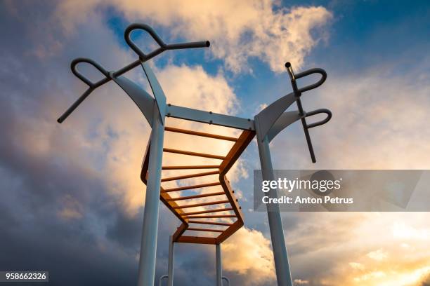 views of the sports ground for street workout. public area for sports training in the park. - training center stock pictures, royalty-free photos & images