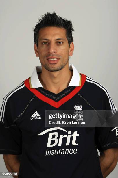 Sajid Mahmood of England poses for the team portraits at the ECB Centre at University on October 28, 2009 in Loughbrough,England.