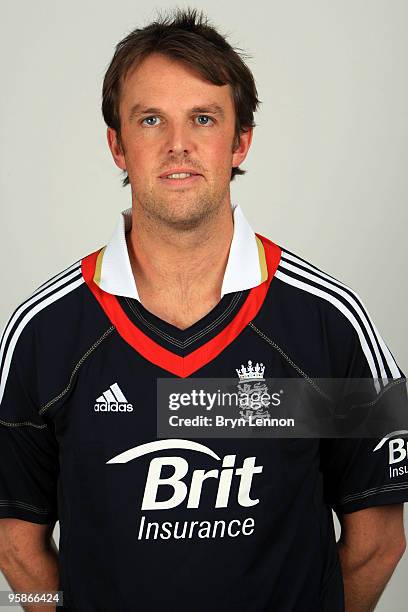 Graeme Swann of England poses for the team portraits at the ECB Centre at University on October 28, 2009 in Loughbrough,England.