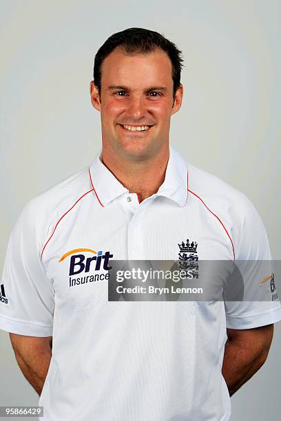 Andrew Strauss of England poses for the team portraits at the ECB Centre at University on October 28, 2009 in Loughbrough,England.