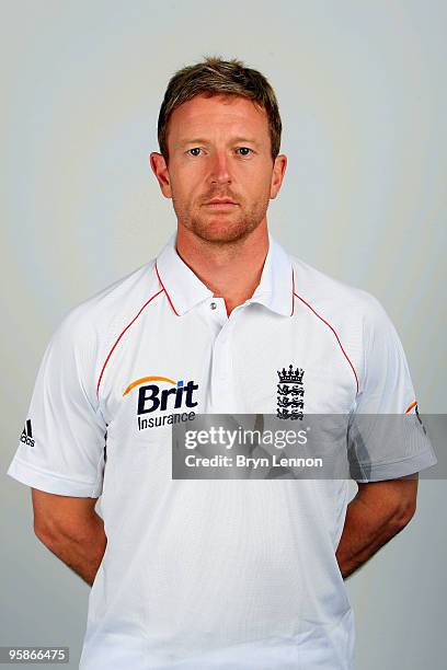 Paul Collingwood of England poses for the team portraits at the ECB Centre at University on October 28, 2009 in Loughbrough,England.