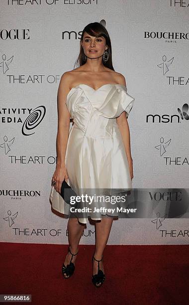 Actress Mia Maestro arrives at The Art of Elysium's 3rd Annual Black Tie Charity Gala "Heaven" on January 16, 2010 in Los Angeles, California.