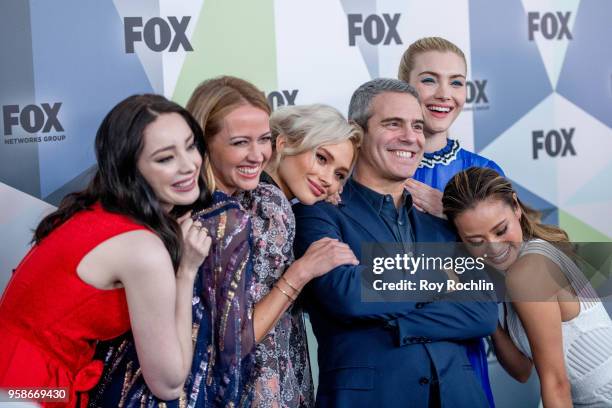 Andy Cohen with Emma Dumont, Amy Acker, Natalie Alyn Lind, Skyler Samuels and Jamie Chung attends the 2018 Fox Network Upfront at Wollman Rink,...