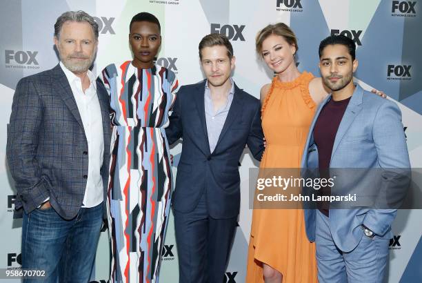 Bruce Greenwood, Shaunette Renee Wilson, Matt Czuchry, Emily VanCamp and Manish Dayal attend 2018 Fox Network Upfront at Wollman Rink, Central Park...