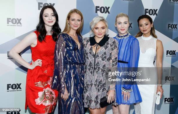 Emma Dumont, Amy Acker, Natalie Alyn Lind, Skyler Samuels and Jamie Chung attend 2018 Fox Network Upfront at Wollman Rink, Central Park on May 14,...