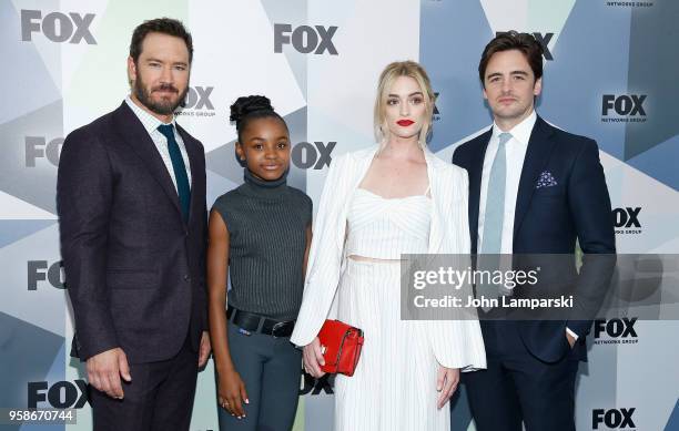 Mark Paul Gosselar, Saniya Sidney, Brianne Howe and Vincent Piazza attend 2018 Fox Network Upfront at Wollman Rink, Central Park on May 14, 2018 in...