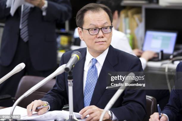 Tatsufumi Sakai, president and chief executive officer of Mizuho Financial Group Inc., attends a news conference in Tokyo, Japan, on Tuesday, May 15,...