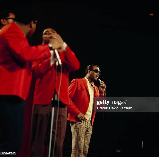 American vocal quartet the Four Tops, from left, Lawrence Payton, Abdul Duke Fakir, Renaldo Obie Benson and Levi Stubbs, perform on a television show...