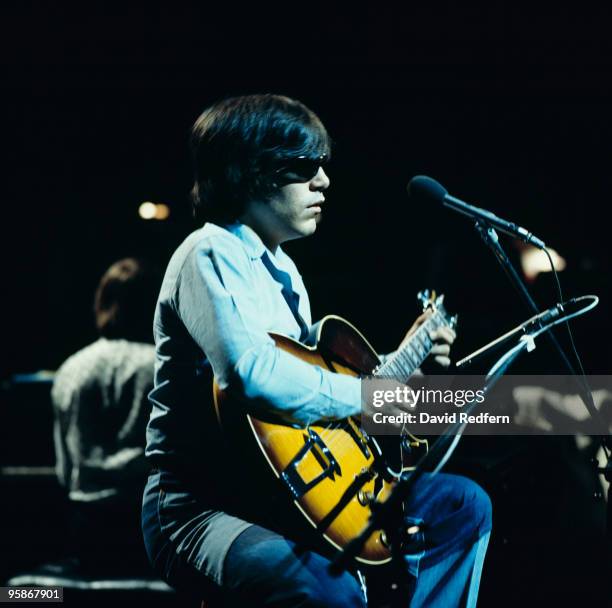 Puerto Rican musician and singer Jose Feliciano performs live on stage in May 1975.