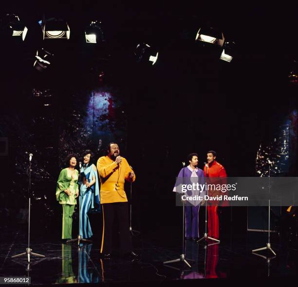 American group 5th Dimension perform on a television show in 1972.